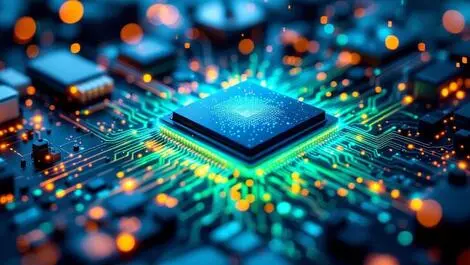 Quantum computer processor entangled qubits colorful energy australian lab