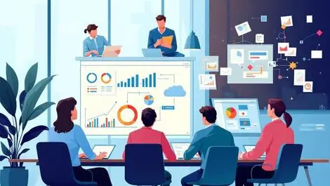 Collaborative workspace professionals business attire digital charts data migration workflows project planning teamwork cloud