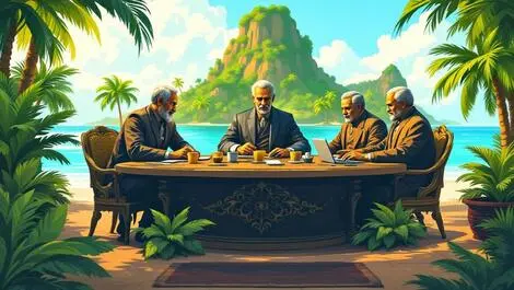 Tropical island philippines historical leaders statues ornate table tech