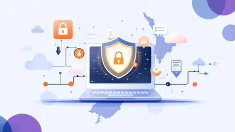 Digital security data protection new zealand map computer lock clouds