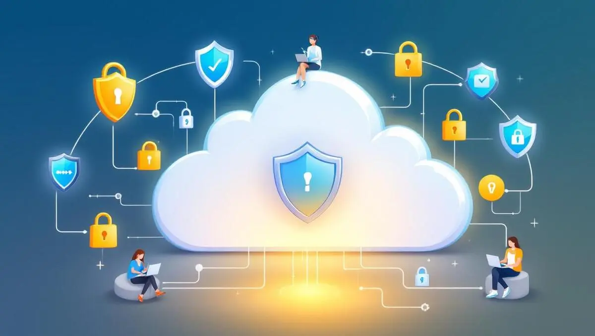 Secure digital cloud password management with shields padlocks and users