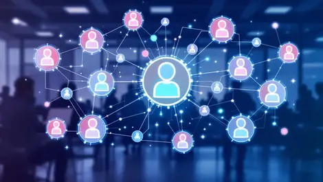 Network of interconnected digital agents with central hub collaboration enterprise automation