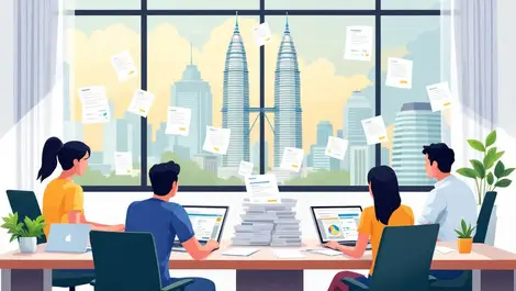 Malaysian office workers invoices digitisation finance sector petronas twin towers