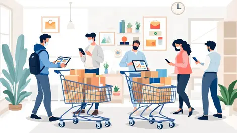 Online shopping laptops smartphones shopping carts packages home interior