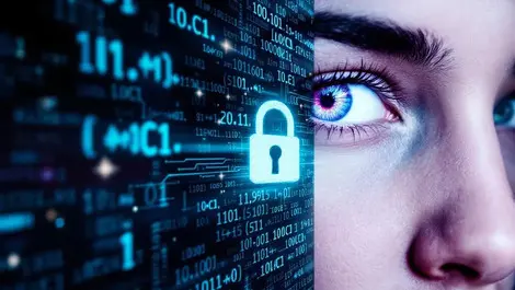 Human face digital code pattern open padlock ai trust security concerns