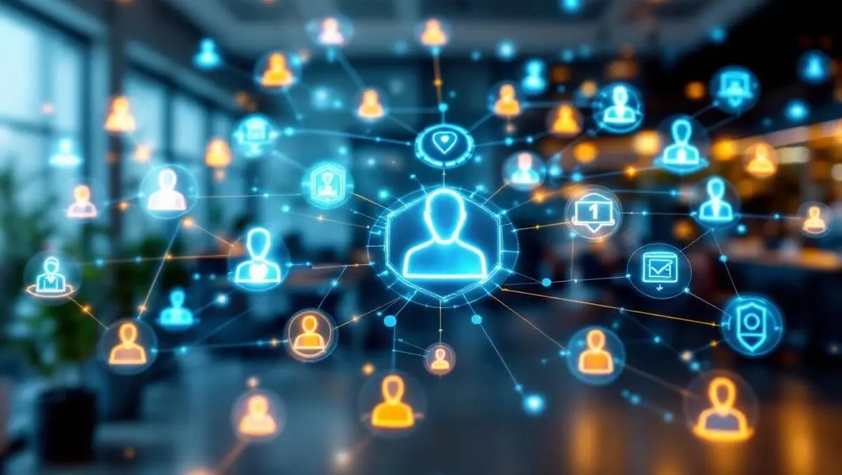 Secure identity management ai integration network human figures shields