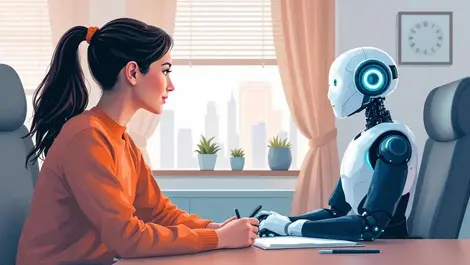 Professional job interview uk office human recruiter robot ai candidate