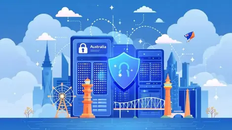 Secure data center with digital clouds and australian landmarks cloud security for government