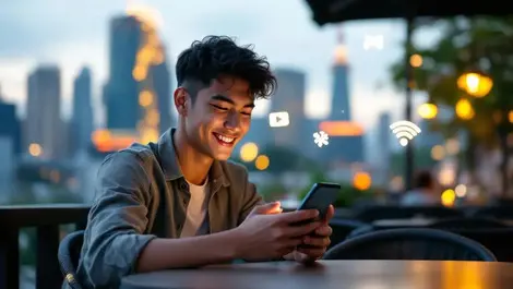 Malaysian young adult mobile gaming video wifi kuala lumpur cafe