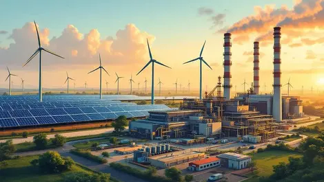 Indian renewable energy landscape solar wind carbon capture sunset