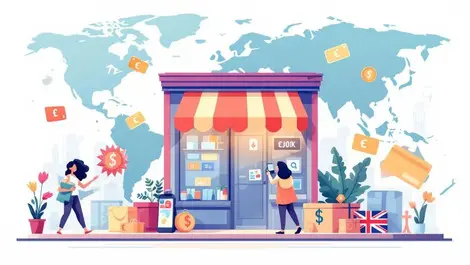 London uk storefront receiving multi currency digital payments