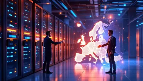 Sofia data center business deal glowing europe map germany bg