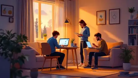 Uk teen exam study living room parent checking wifi router