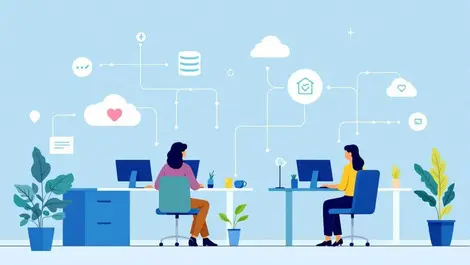 Uk mental health charity office data pipelines automation illustration