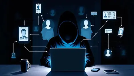 Shadowy hacker laptop recycled stolen identities uk bank cards