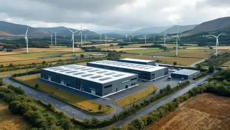 Uk scottish data center with wind turbines solar secure energy